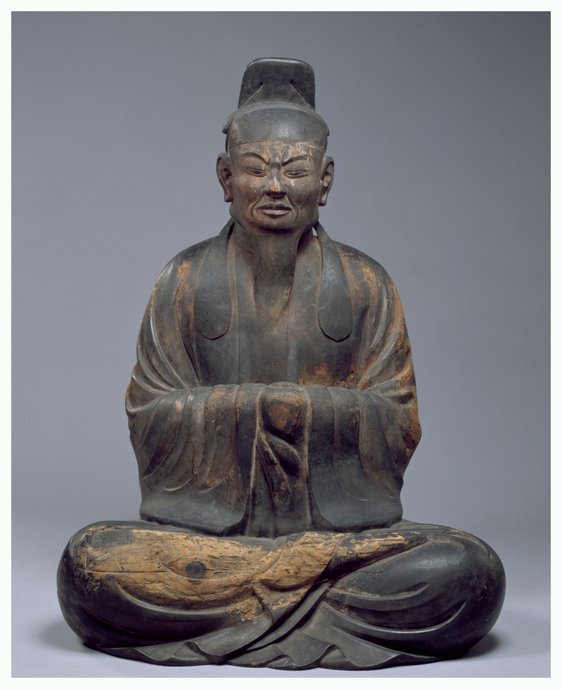 木造男神坐像　平安時代初期（9世紀）<br>京都　松尾大社所蔵<br>重要文化財