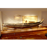 Sorikobune, or an ancient boat with a curved bow, and fishing tackle