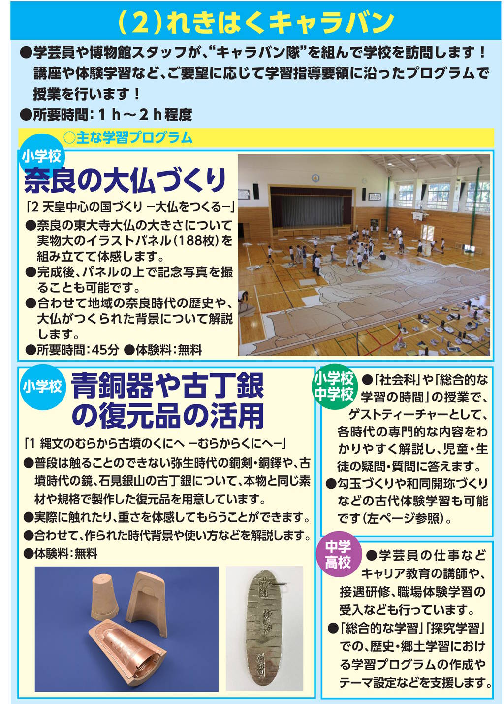 ミュージアムスクールパンフレット3ページ