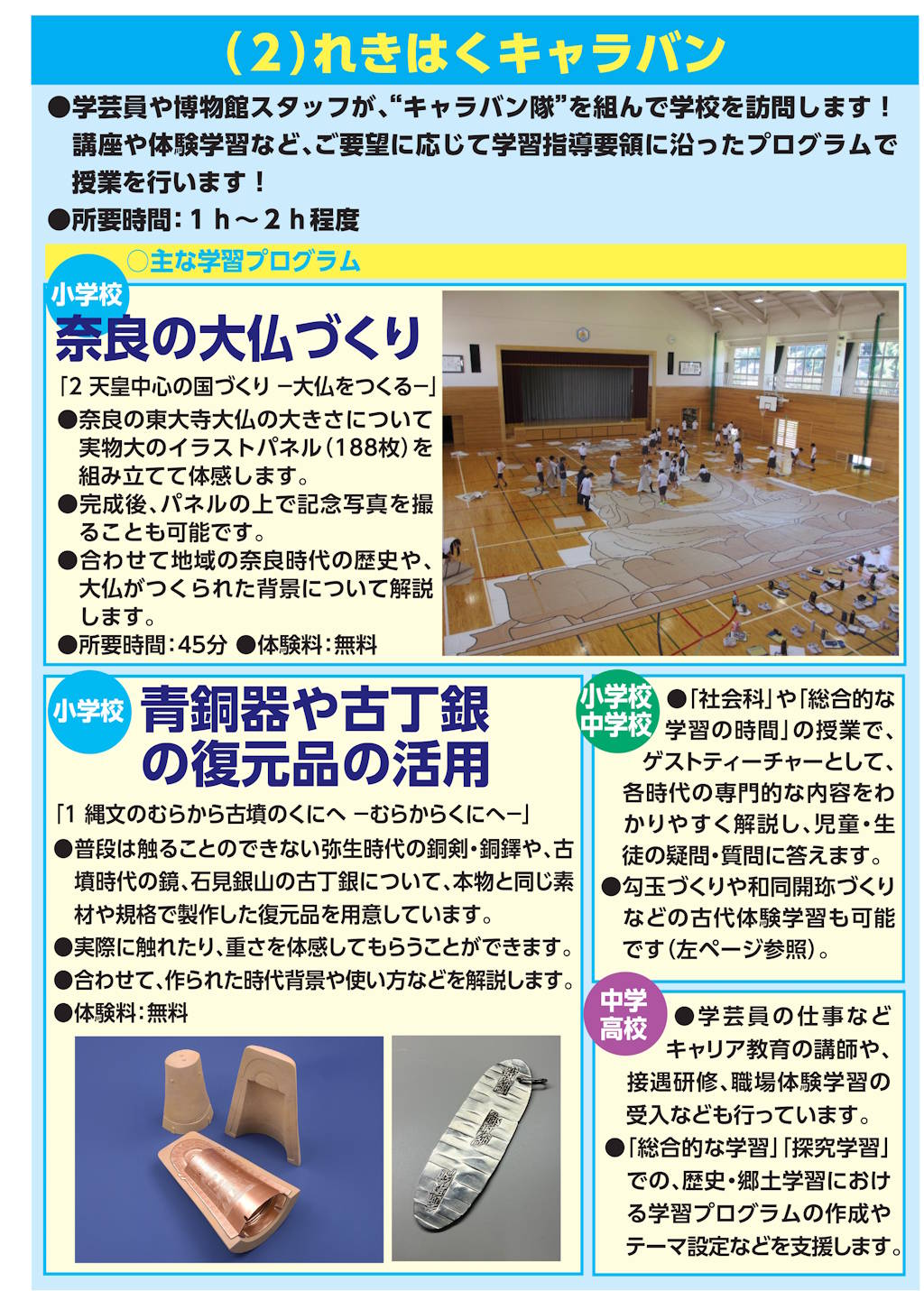ミュージアムスクールパンフレット3ページ