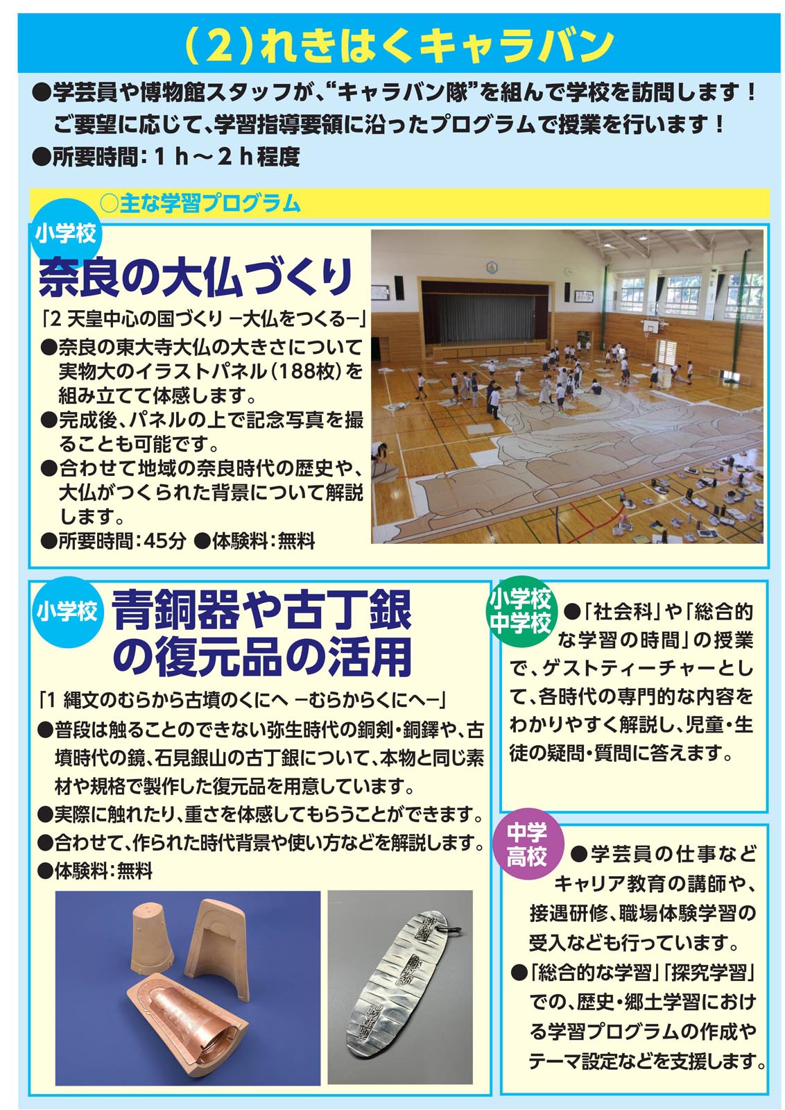 ミュージアムスクールパンフレット3ページ